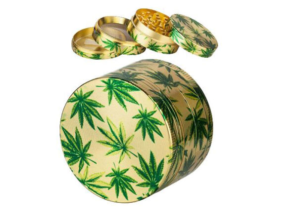 Grinder "Hanfblatt" gold 4-tlg., Ø 5cm