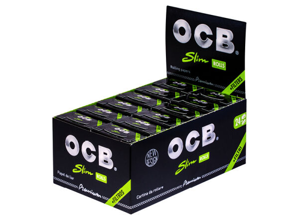 OCB - Rolls Schwarz Premium Slim - Tips - 24 Rolls je 4 Meter
