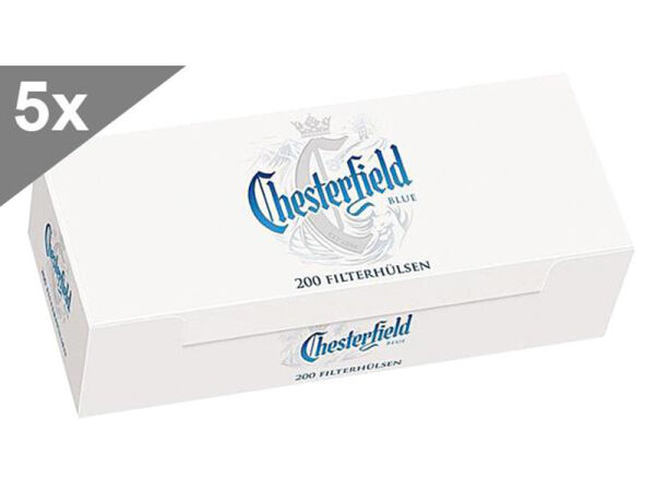 Chesterfield Blue - 200 Hülsen - 5er Gebinde