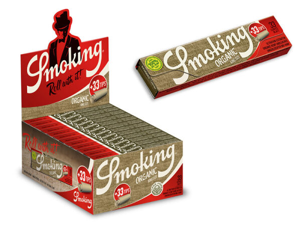 Smoking - King Size Organic - 24 Hefte je 33 Blatt + 33 Tips