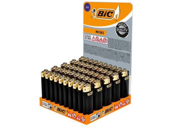 BIC - Mini J25 Reibrad Feuerzeuge - schwarz/gold - 50er Display