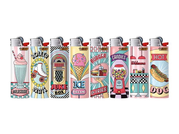 BIC - Maxi J26 Reibrad Feuerzeuge - "Retro Diner" - 50er Display