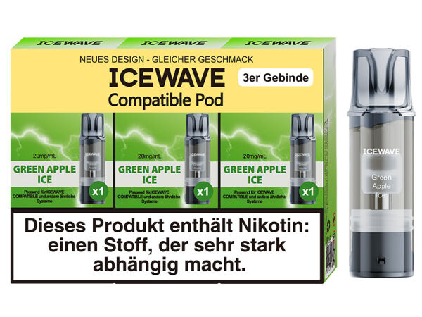 ICEWAVE 3 in 1 Pod - Green Apple Ice  - 20mg - 3er Set