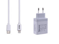 Tekmee Netzstecker 1x USB-C - inkl. Ladekabel USB-C auf Lightning, 1m, weiß