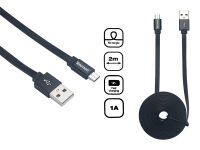 Tekmee Ladekabel USB auf Micro-USB, 2m, schwarz