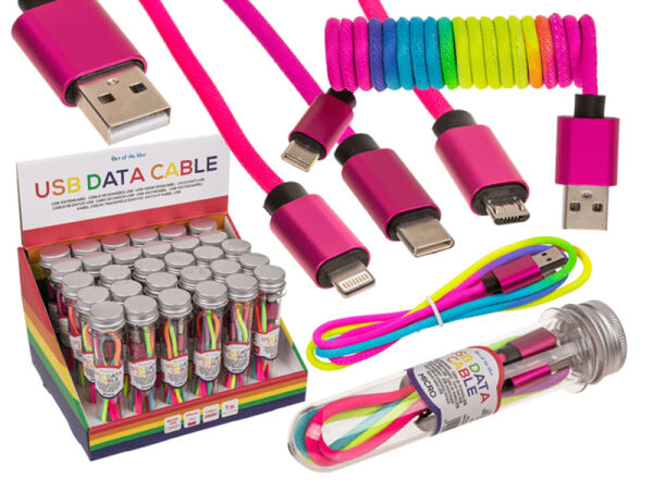 Ladekabel USB auf Lightning, Typ C oder Micro ca. 1m - 30er Display