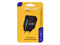 Tekmee Netzstecker 12W Type-C + USB,  Wand Charger; transparent-dunkel