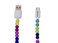 Tekmee Ladekabel USB-C auf Type-C, 2.0A; bunt, 1m; Perlenkabel