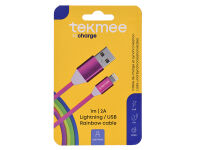 Tekmee Ladekabel USB-C auf Lightning, 2.0A; 1m, Rainbow;...