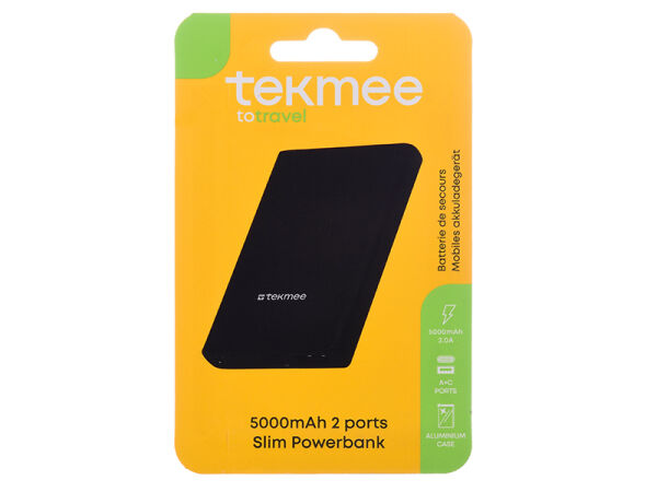 Powerbank Slim 5000 mAh; 2 Ports A+C Aluminium Case