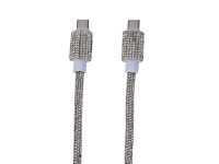 Tekmee Ladekabel, 1m; Type-C auf Type-C, 40W + 20W Netzstecker mit Strasssteinen