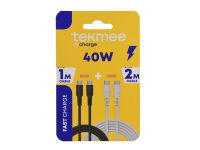 Tekmee Ladekabel-Set, 1m+2m; Type-C auf Type-C, 40W,...