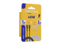Tekmee Ladekabel-Set, 1m+2m; Type-C auf Type-C, 40W,...