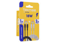 Tekmee Ladekabel-Set, 1m+2m; Type-C auf Lighting, 18W,...