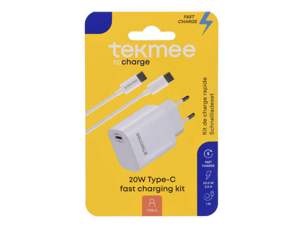 Tekmee Netzstecker/Ladekabel, 20W Type-C, weiß