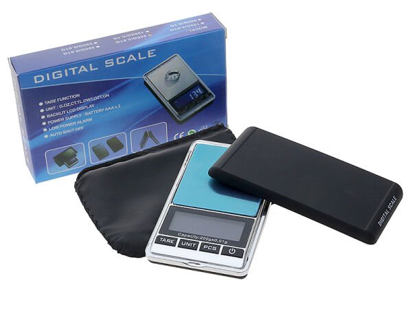Digitalwaage "Schwarz mit Silber" mit Deckel; 200g/0.01g, ca. 11 cm