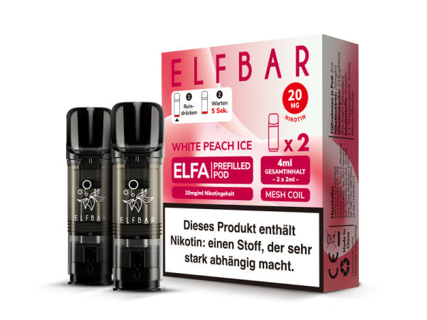 ELFBAR - ELFA Prefilled Pods - White Peach Ice - 20mg - 2er Set