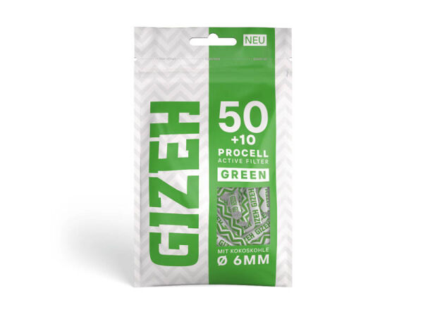 Gizeh - Active Filter Green 6mm - 50 + 10 Procell Active Filter
