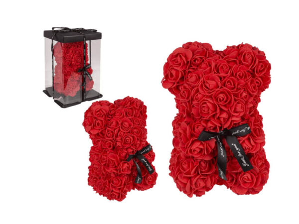 Rosen-Bär in PET Geschenkbox - 25 x16 x16 cm