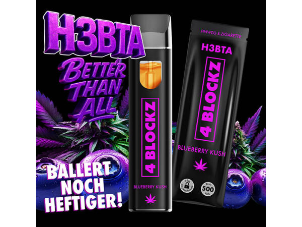 4 Blockz H3 95% H3BTA - Blueberry Kush - E-Shisha - 1 ml