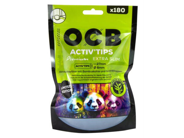 OCB - Filter Tips Bamboo - Extra Slim - Aktivkohlefilter - Ø 6 mm - 180 Stück