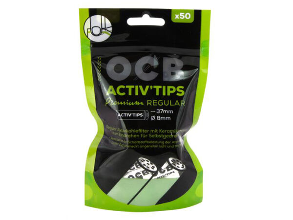 OCB - Filter Tips Regular - Aktivkohlefilter - Ø 8 mm - 50 Stück