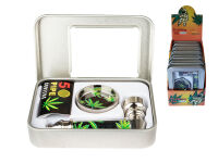 Handpfeifen-Set "Hanfblatt" mit Grinder und...