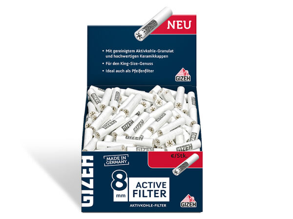 Gizeh - Aktivkohlefilter Size Ø 8mm - Greifbox - 200 Stück
